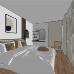 visualisation 3D d'un projet de chambre moderne
