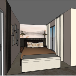 plan 3D de visualisation d'une chambre décorée de façon moderne