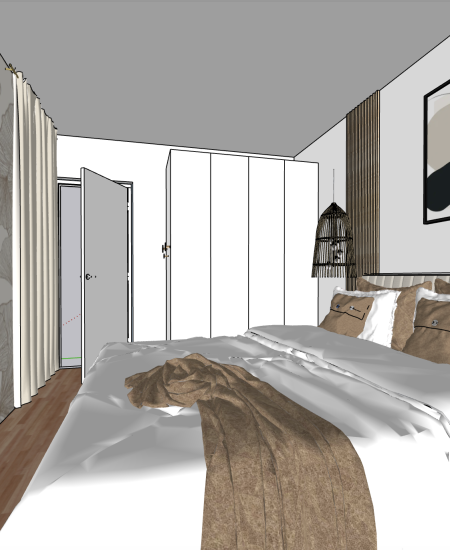 visualisation 3D d'un projet de chambre moderne